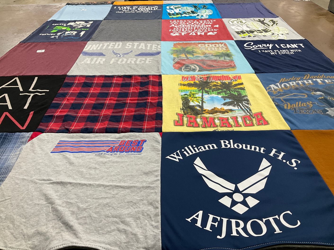 T-shirt quilt from william blount high school by Ray and Lisa from TN