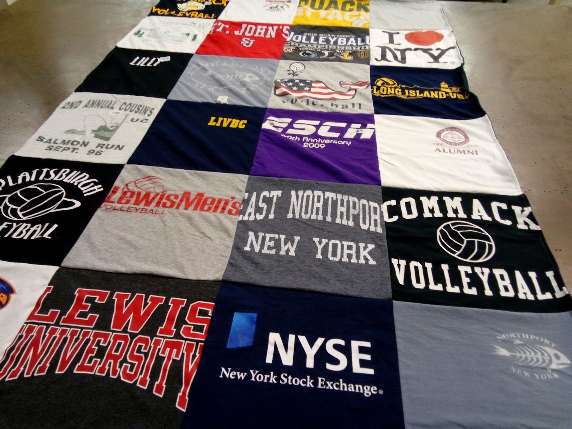T-shirt quilt featuring plattsburgh volleyball, lewis men's volleyball by Andrea from NY