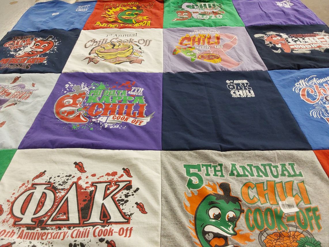 T-shirt quilt with cooking, chili cook-offs themes by sheri from MS