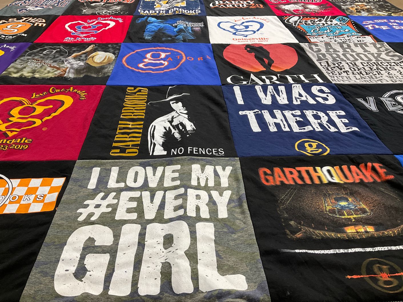 T-shirt quilt with music, country themes by Kim from AL