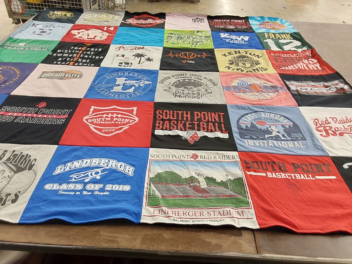 T-shirt quilt featuring south point red raiders by Judith from NC