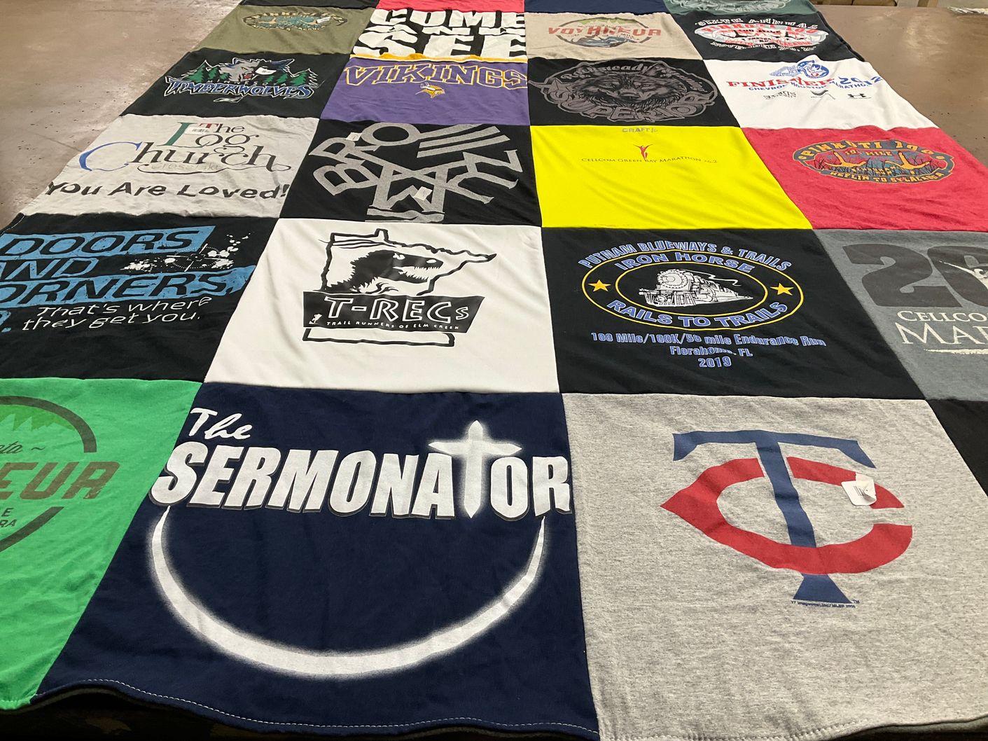 T-shirt quilt featuring twin cities by Troy from MN