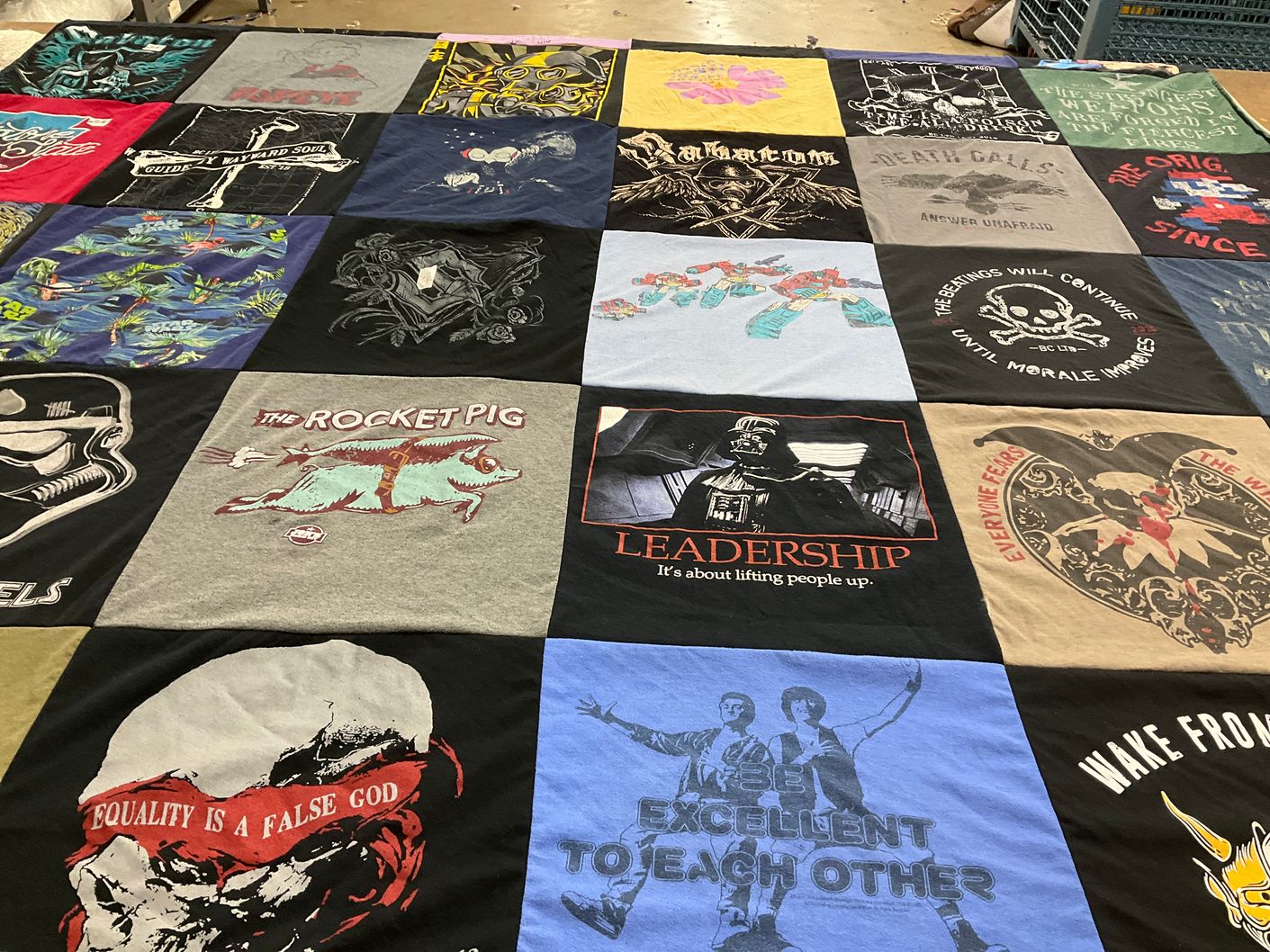 T-shirt quilt with art, music themes by April from PA