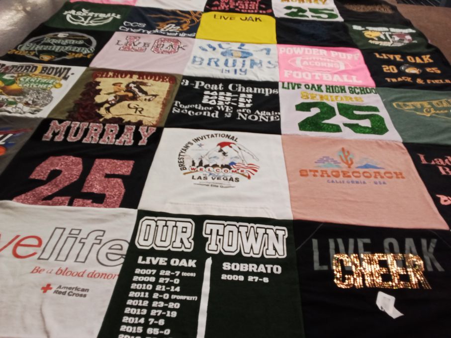 T-shirt quilt from live oak high school by Gloria from OR