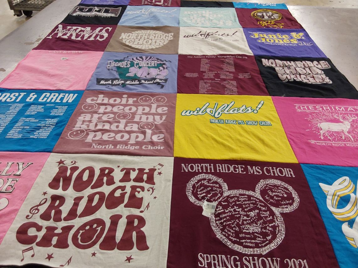 T-shirt quilt from north ridge middle school by Shelby from TX
