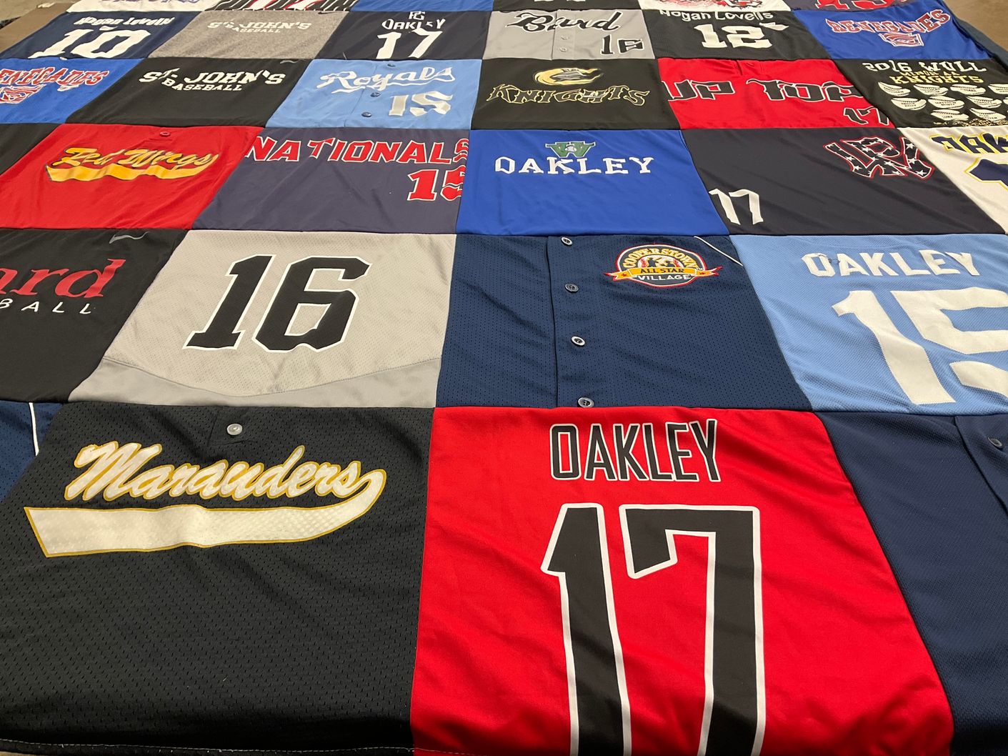T-shirt quilt featuring marauders, royals by Jennifer from TX