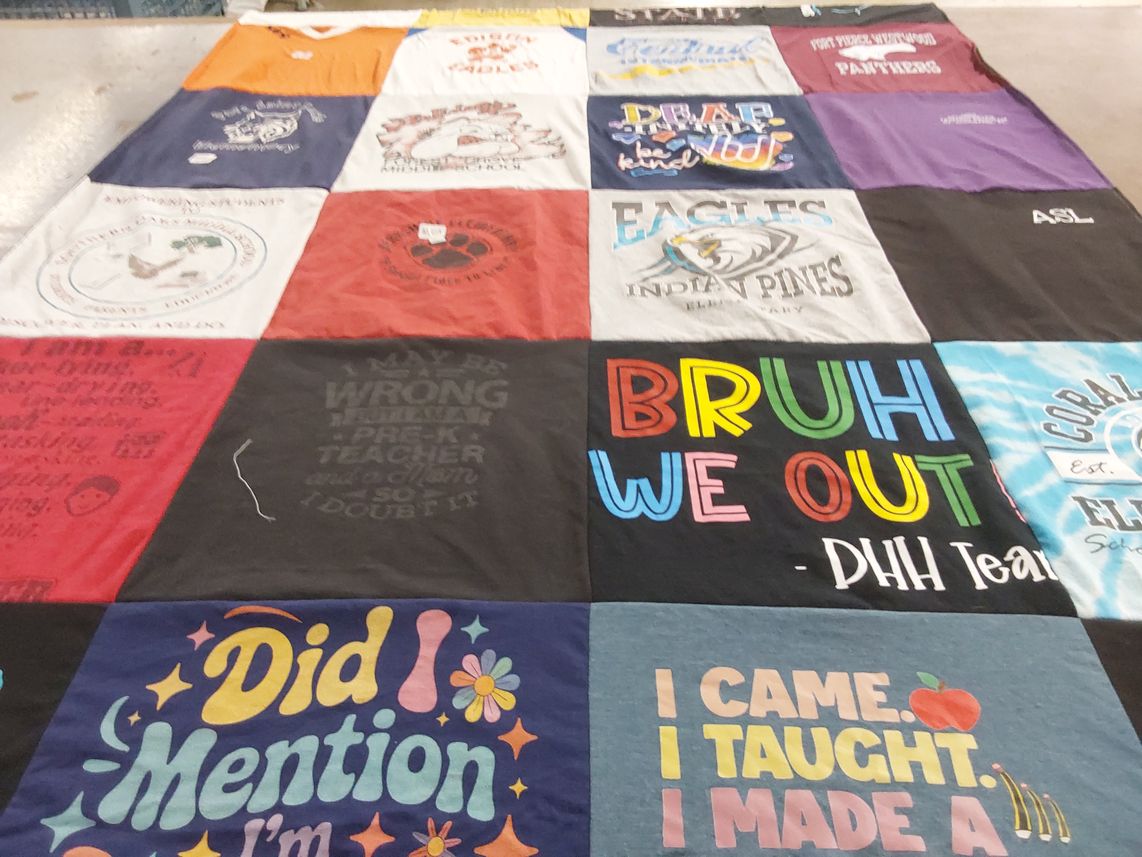 T-shirt quilt from coral springs high school, indian pines elementary school by Tammy from FL