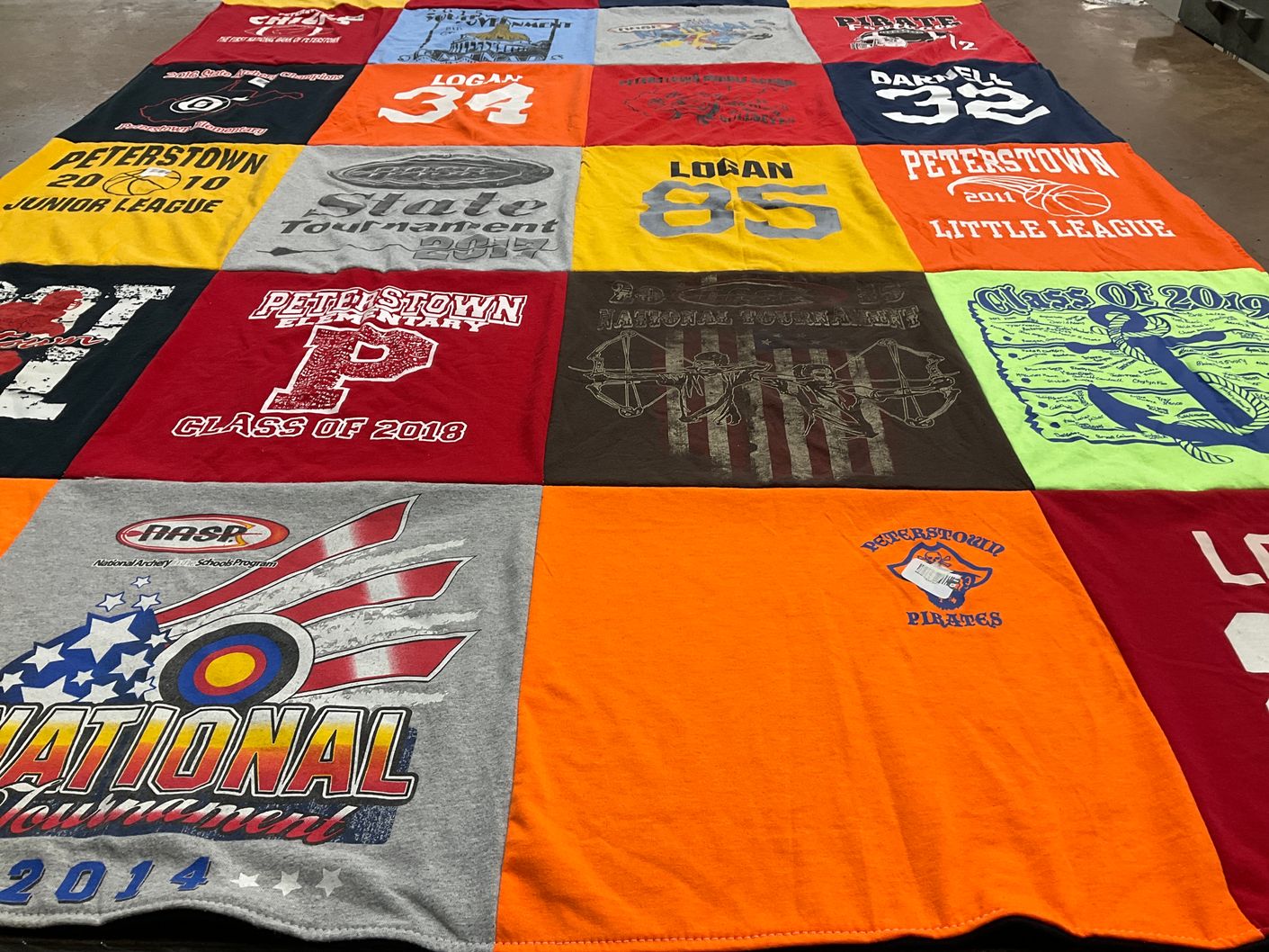 T-shirt quilt featuring petersotwn little league by Stephanie from WV