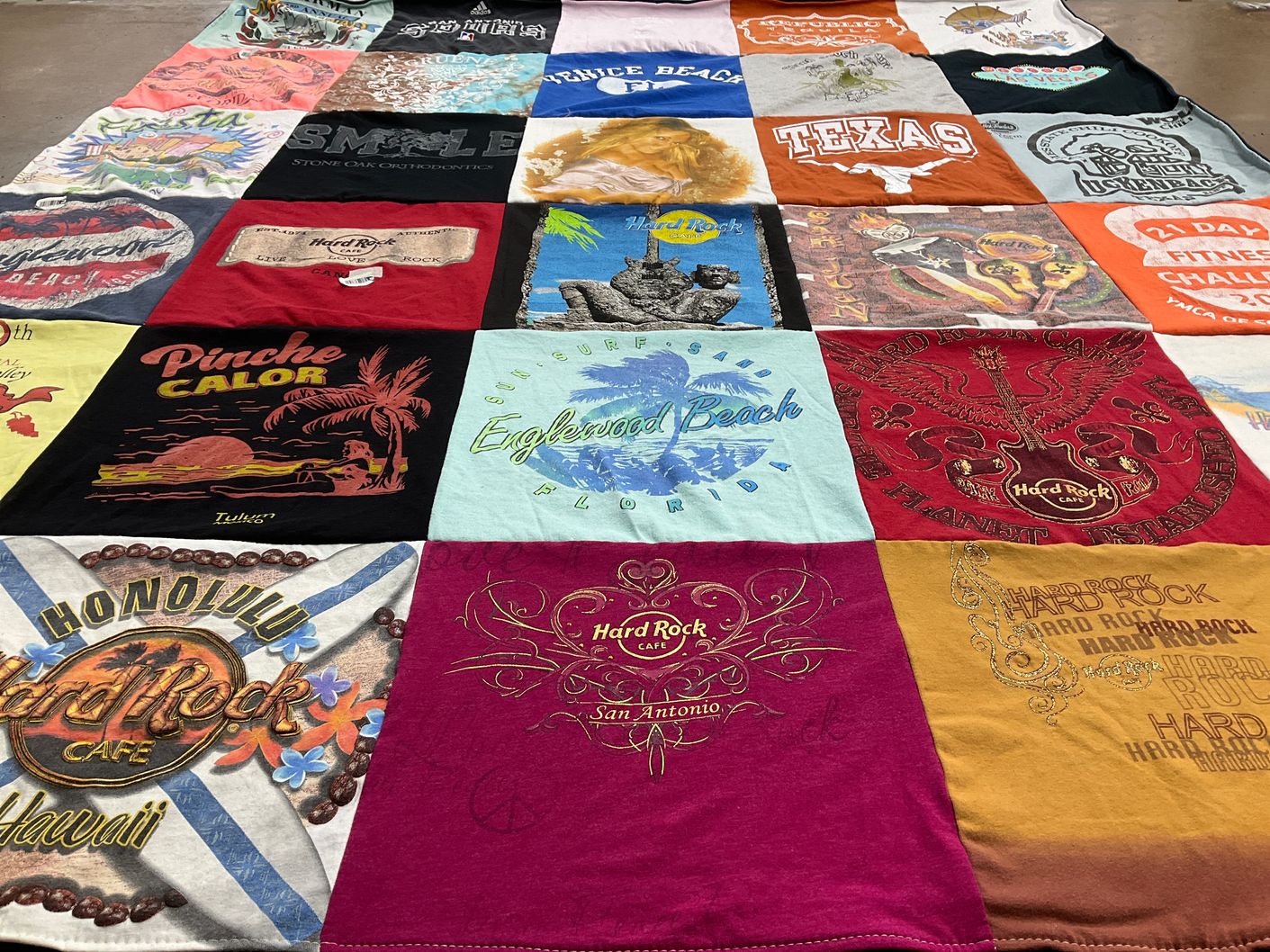T-shirt quilt with beach, music themes by Michael from FL