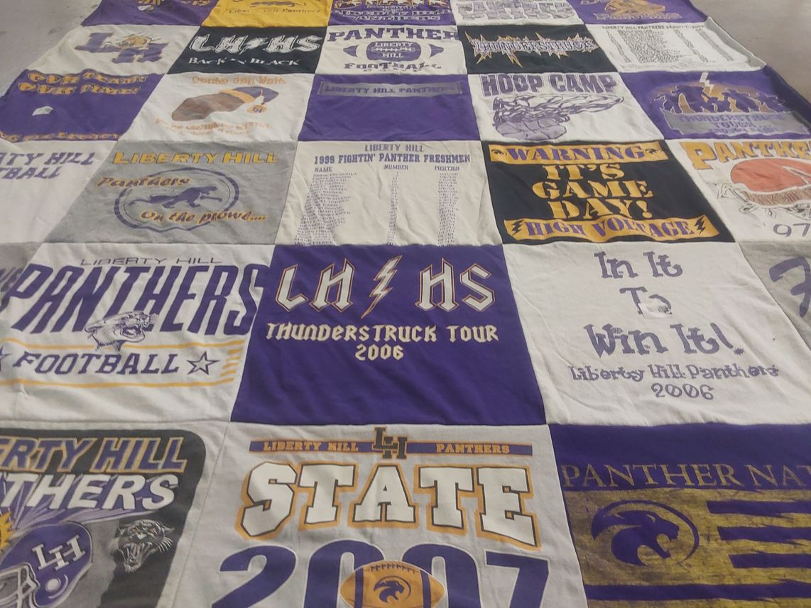 T-shirt quilt featuring liberty hill panthers football by Malcom from TX
