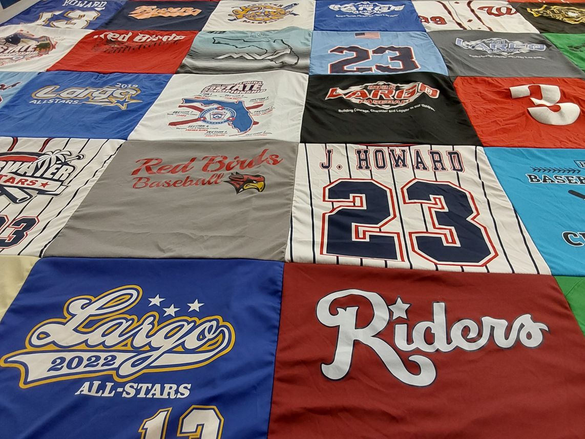 T-shirt quilt featuring largo all-stars, red birds baseball by Erin from FL