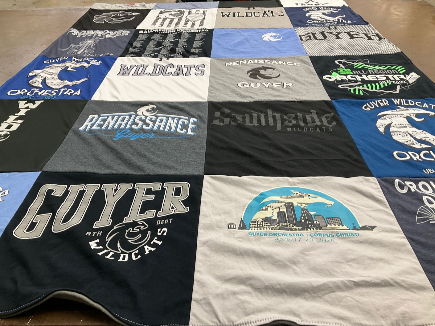 T-shirt quilt featuring guyer wildcats by Maureen from TX