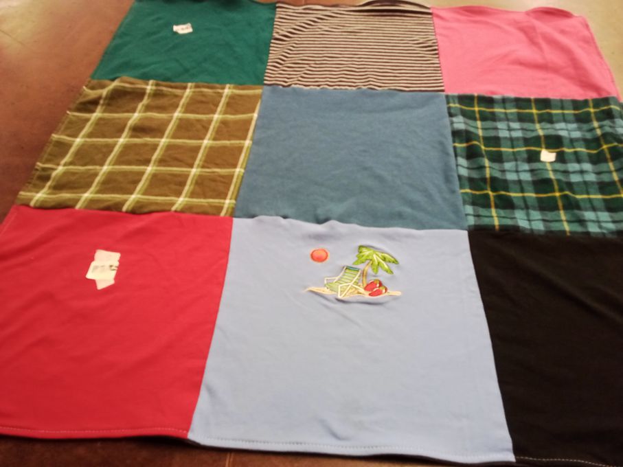 T-shirt quilt with beach, outdoors themes by Jessica from CA