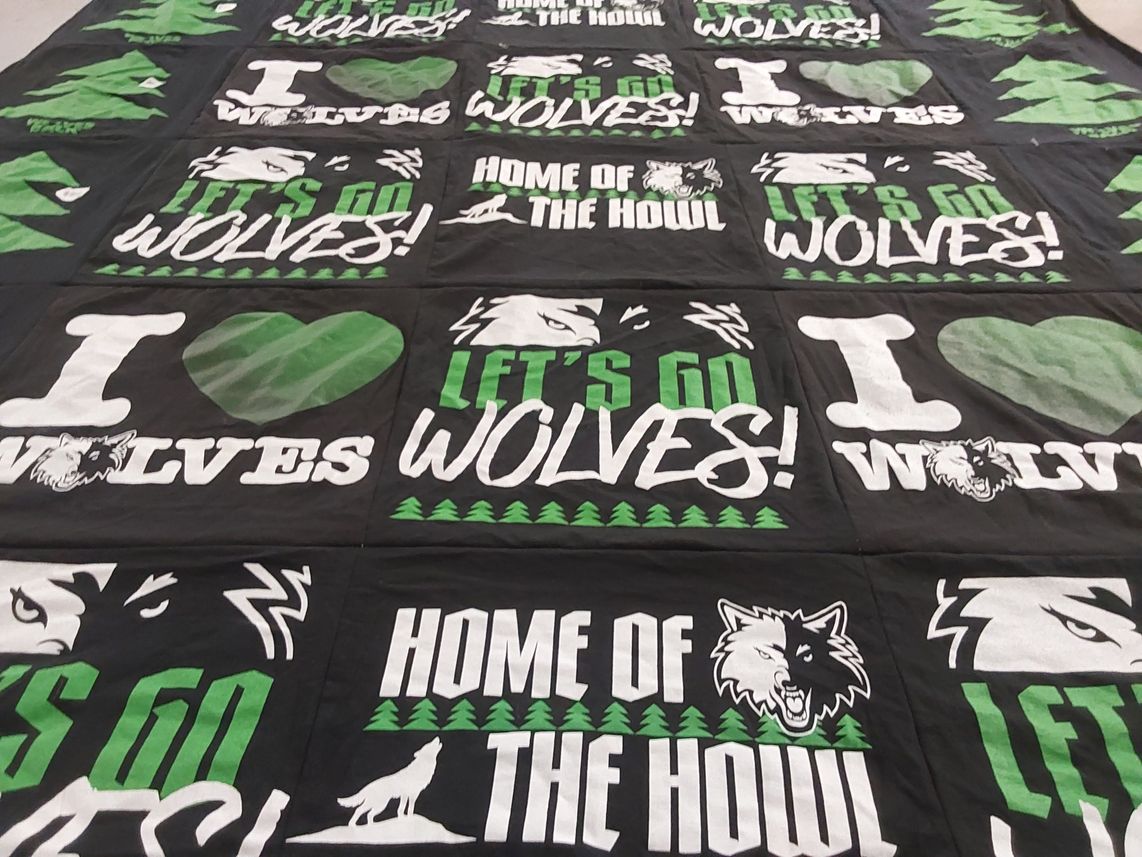 T-shirt quilt from wolves high school by Brenda from MN