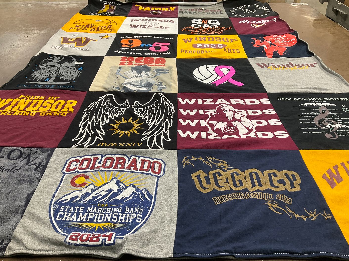 T-shirt quilt from windsor high school by Jo from CO