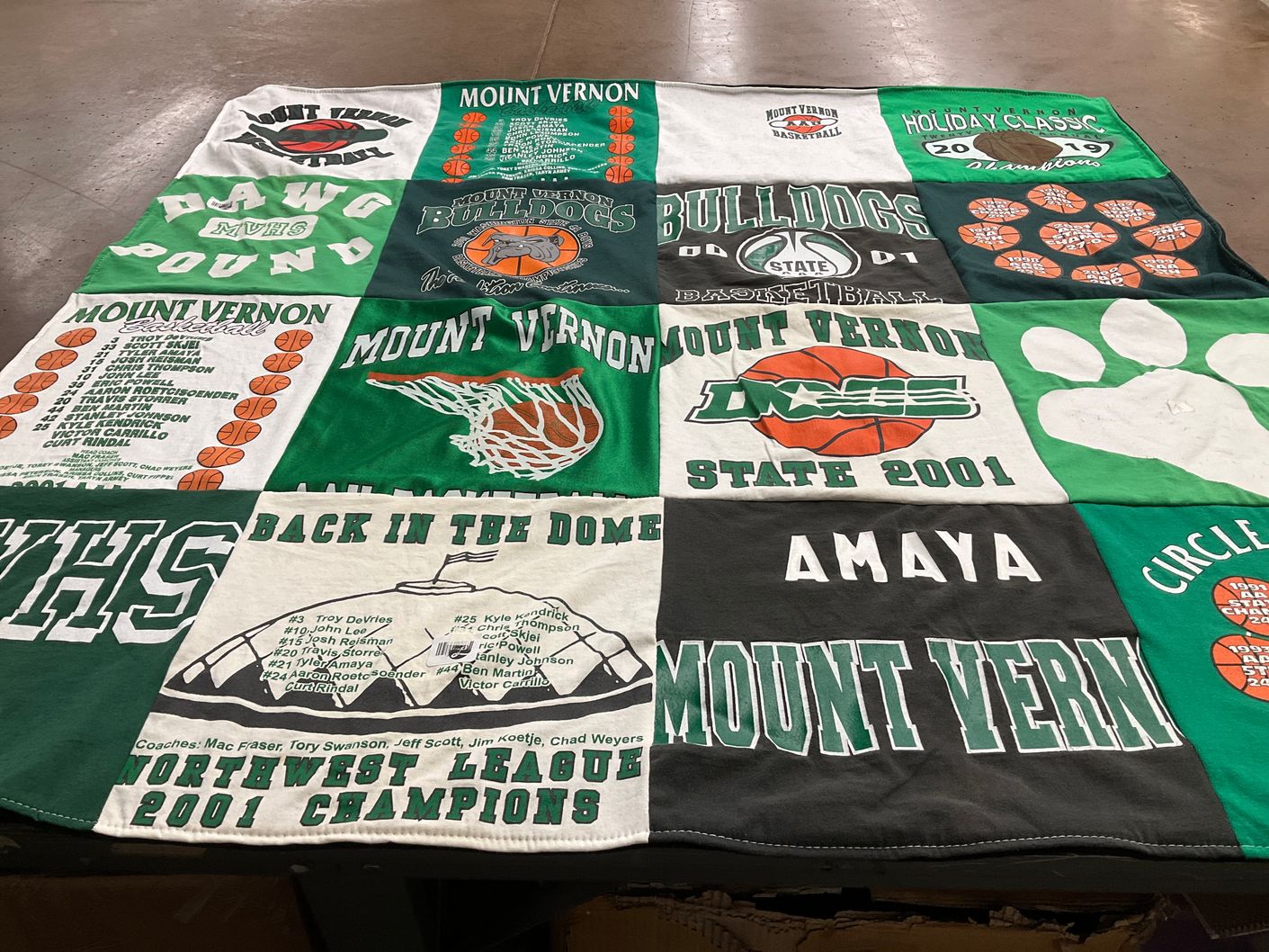 T-shirt quilt featuring mount vernon bulldogs by Veronica from WA