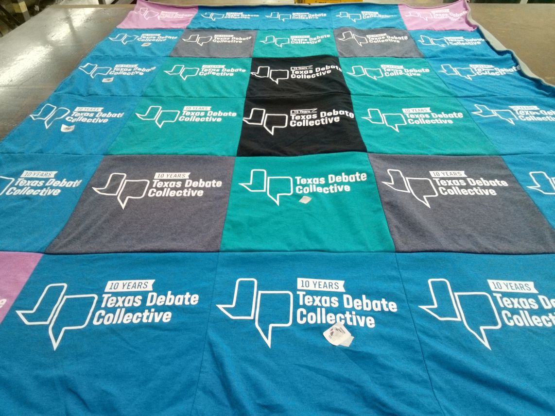 T-shirt quilt with debate themes by Isaac from TX
