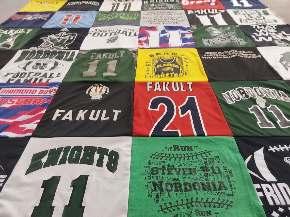 T-shirt quilt featuring nordonia knights by Amy from OH