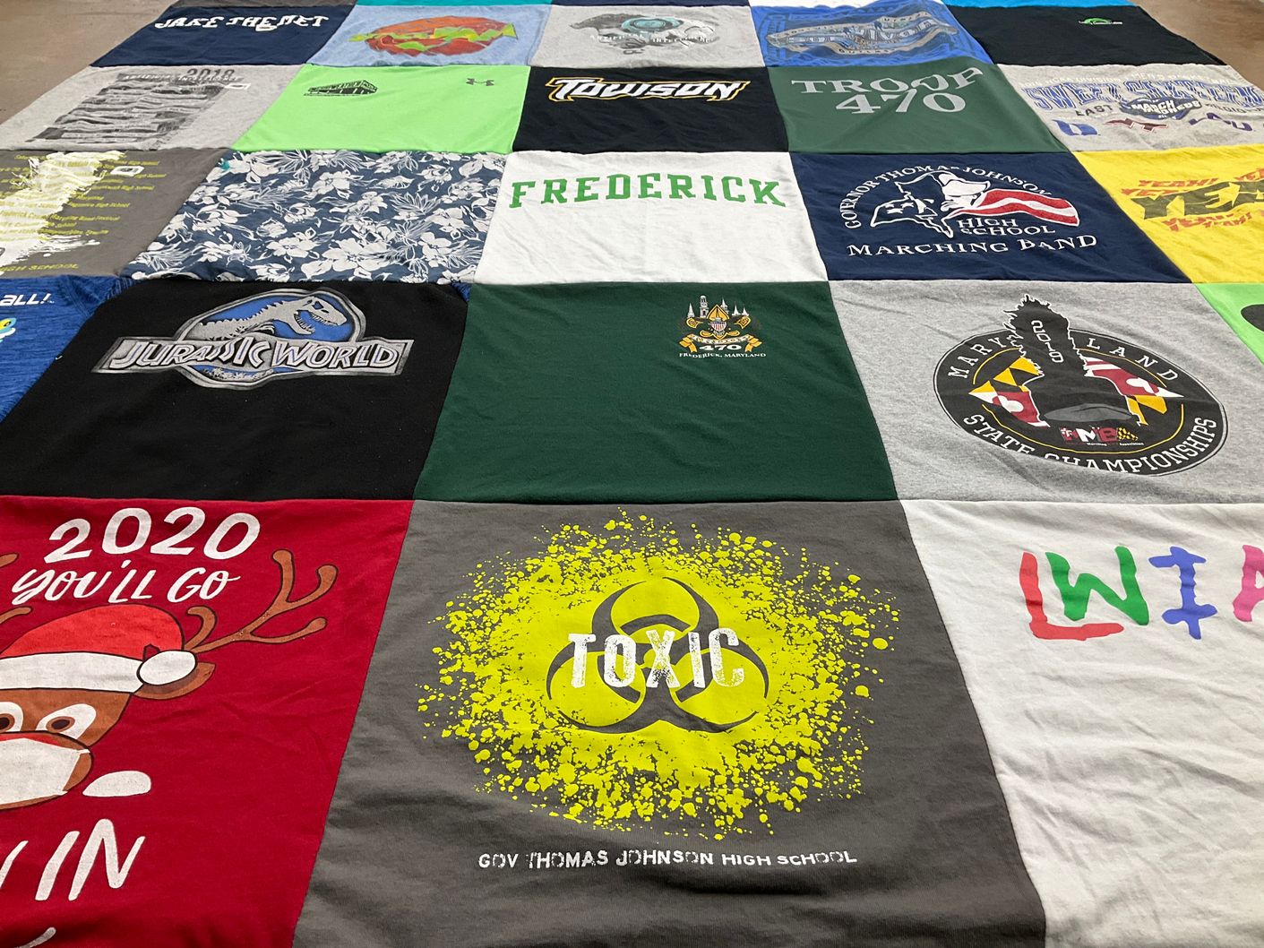 T-shirt quilt from governor thomas johnson high school by Lori from MD