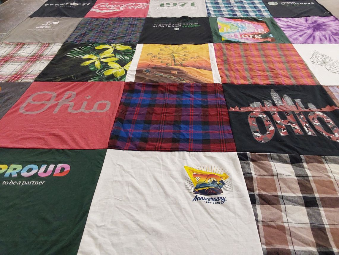 T-shirt quilt with ohio, local pride themes by Aymee from OH