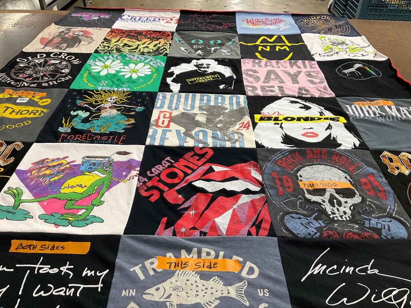 T-shirt quilt with music, art themes by becky from KY