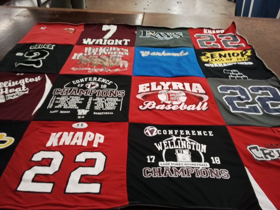 T-shirt quilt featuring lady dukes basketball, wellington high school basketball by Tina from OH