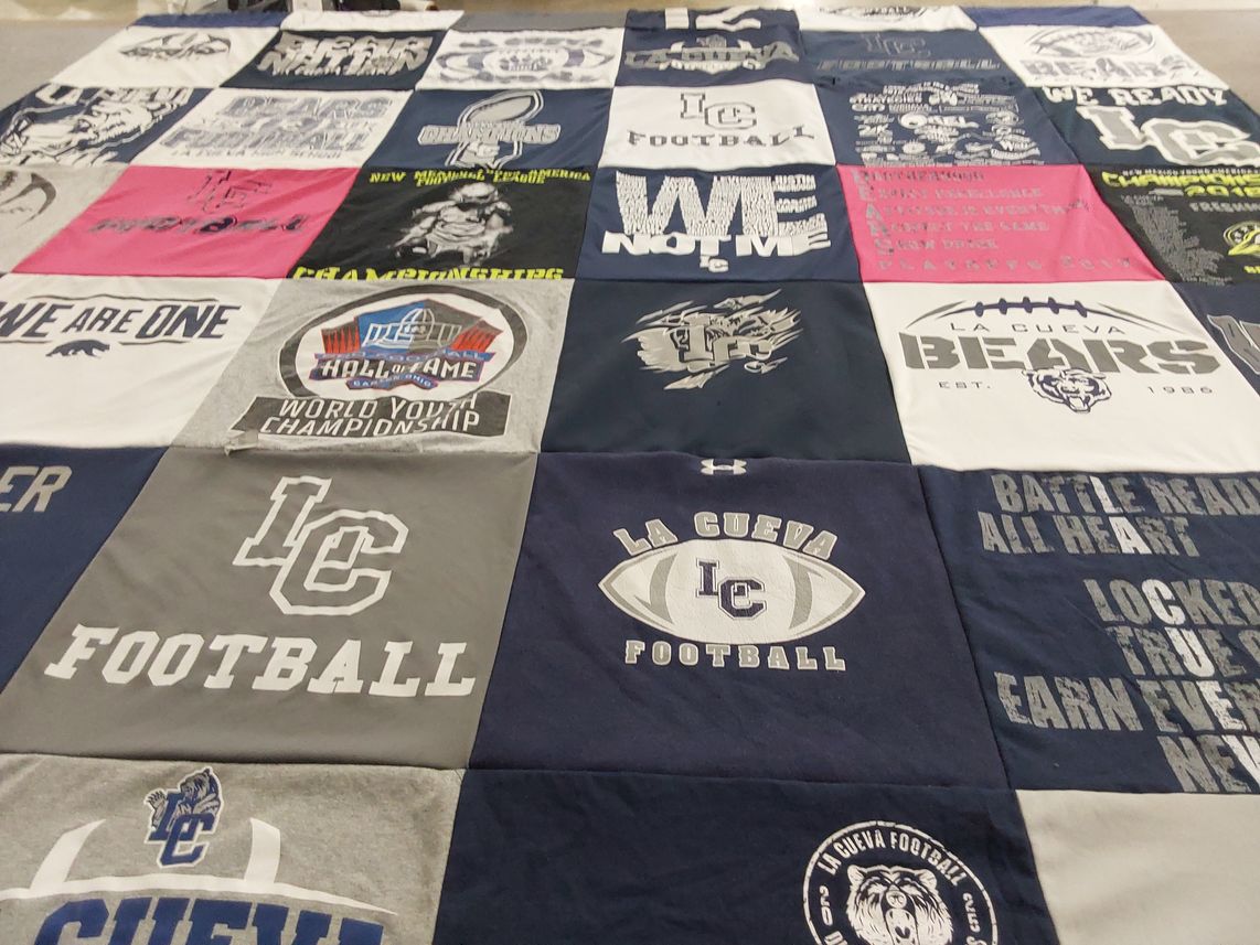 T-shirt quilt featuring la cueva bears, lc football by Jessica from NM