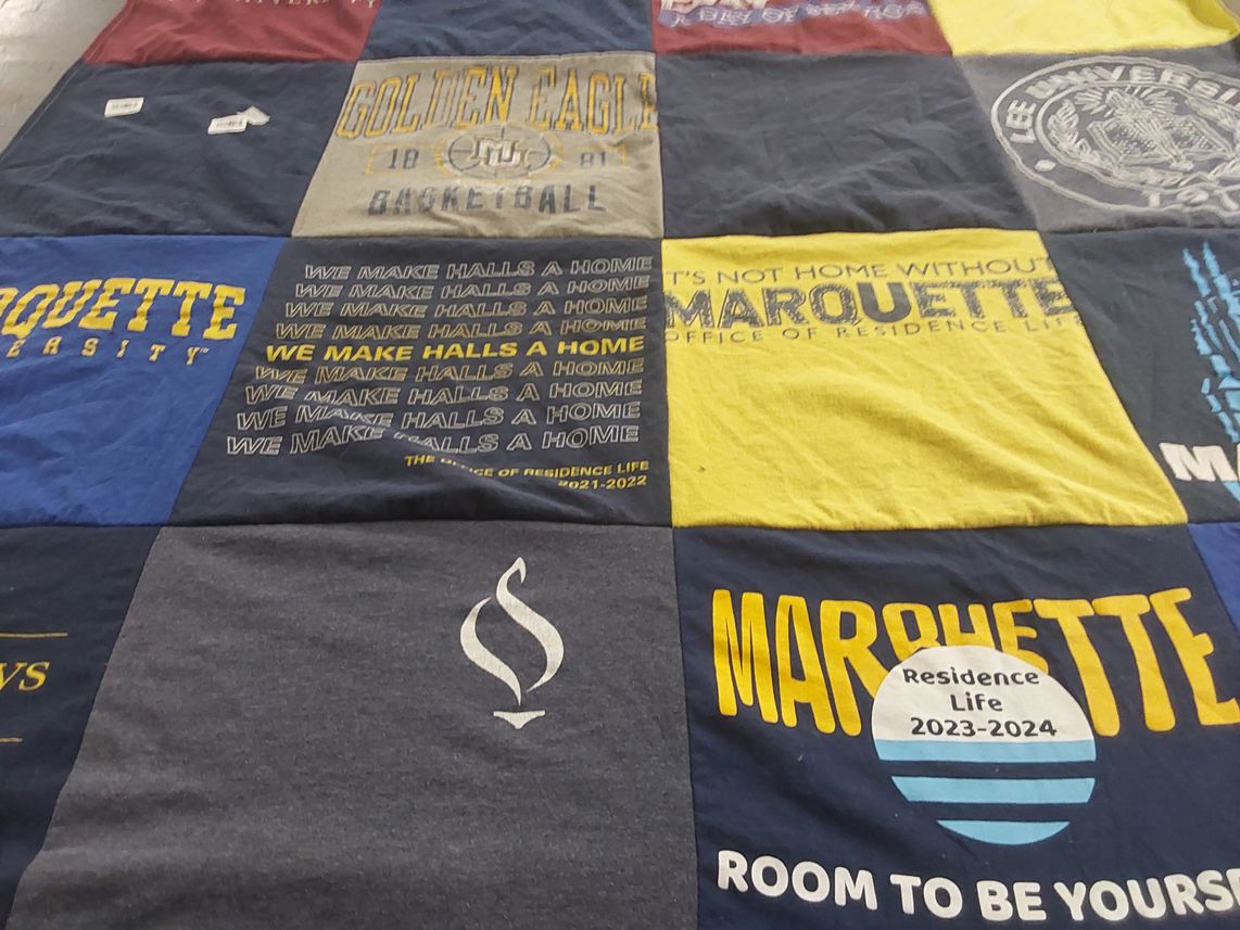 T-shirt quilt from marquette university by Roberta from MI