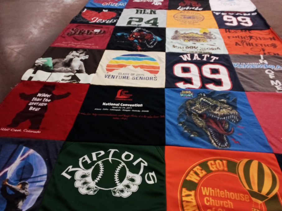 T-shirt quilt featuring raptors by Patti from TX