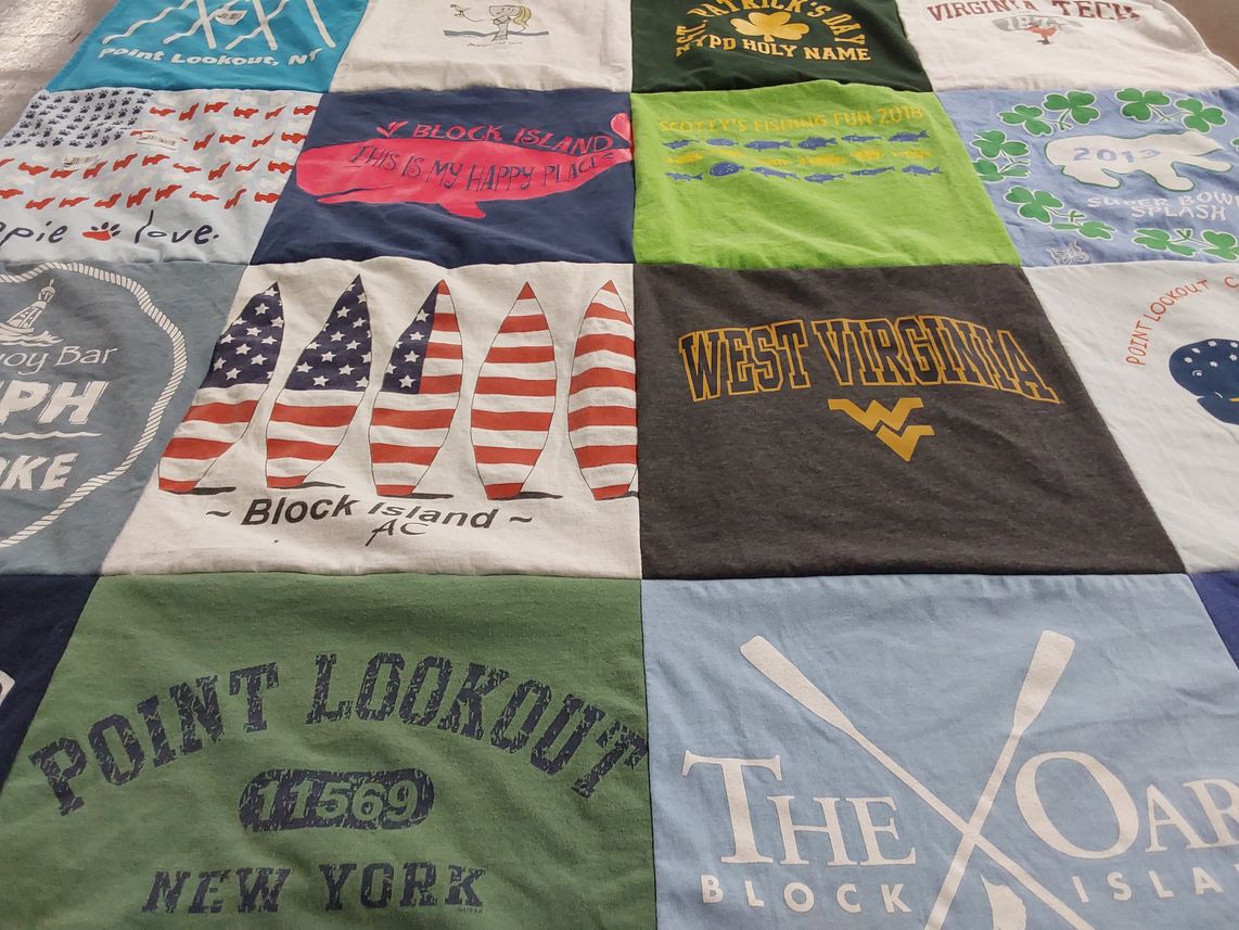 T-shirt quilt from west virginia university by Elizabeth from NY