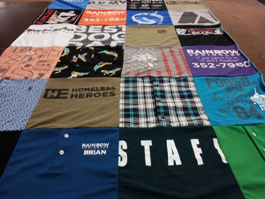 T-shirt quilt with charity, community service themes by Brianne from TX