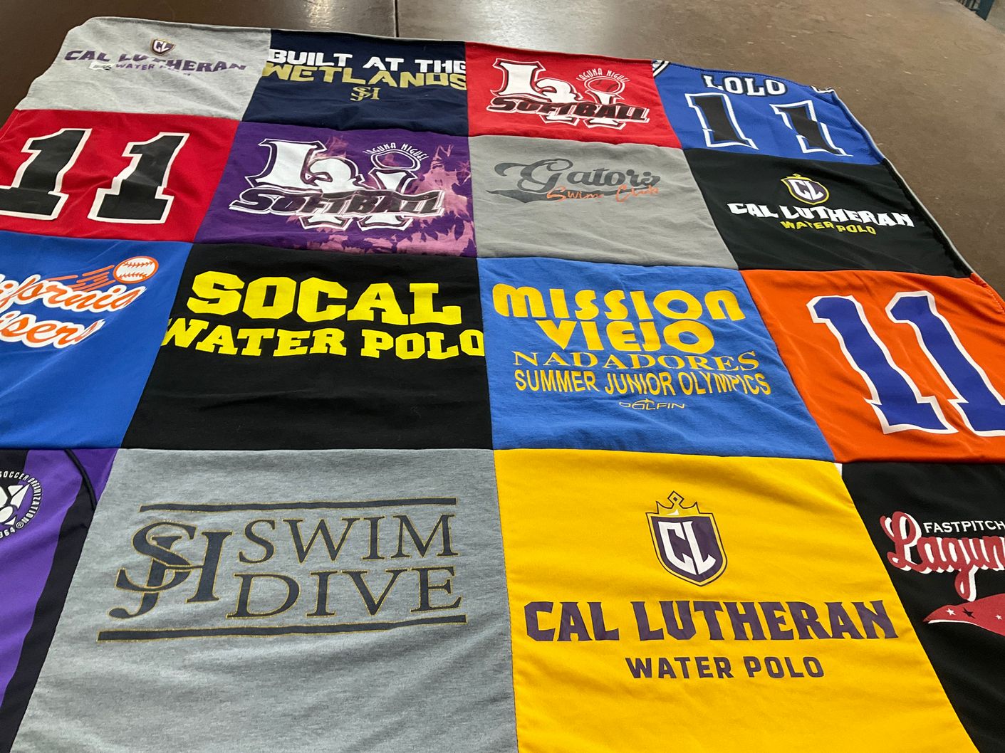 T-shirt quilt featuring mission viejo nadadores by Julie from CA