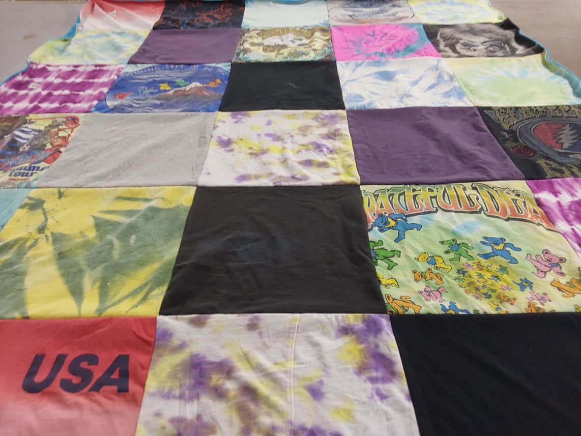 T-shirt quilt with music, art themes by Jennifer from NY