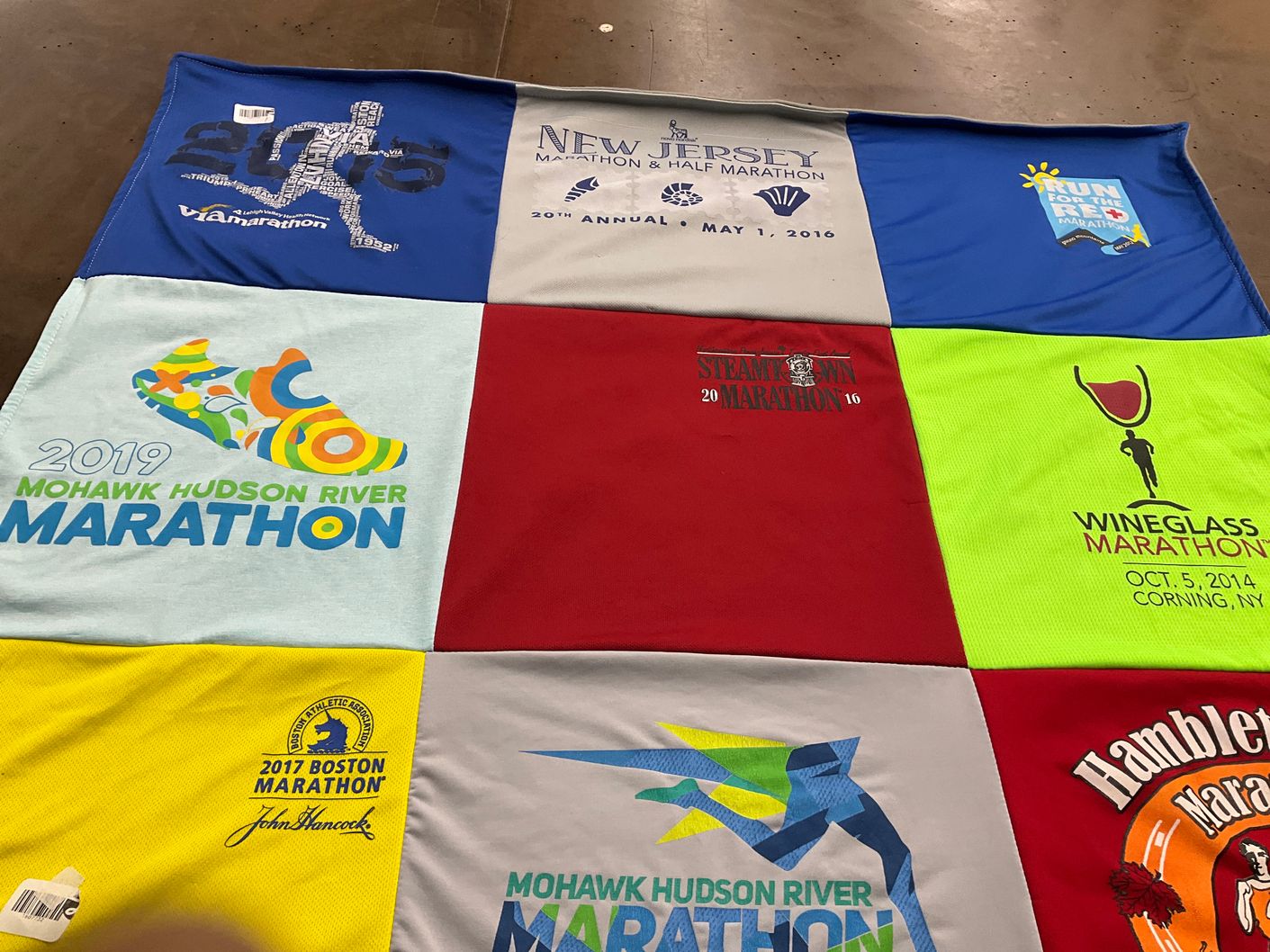 T-shirt quilt with running, marathons themes by Alistair from NY