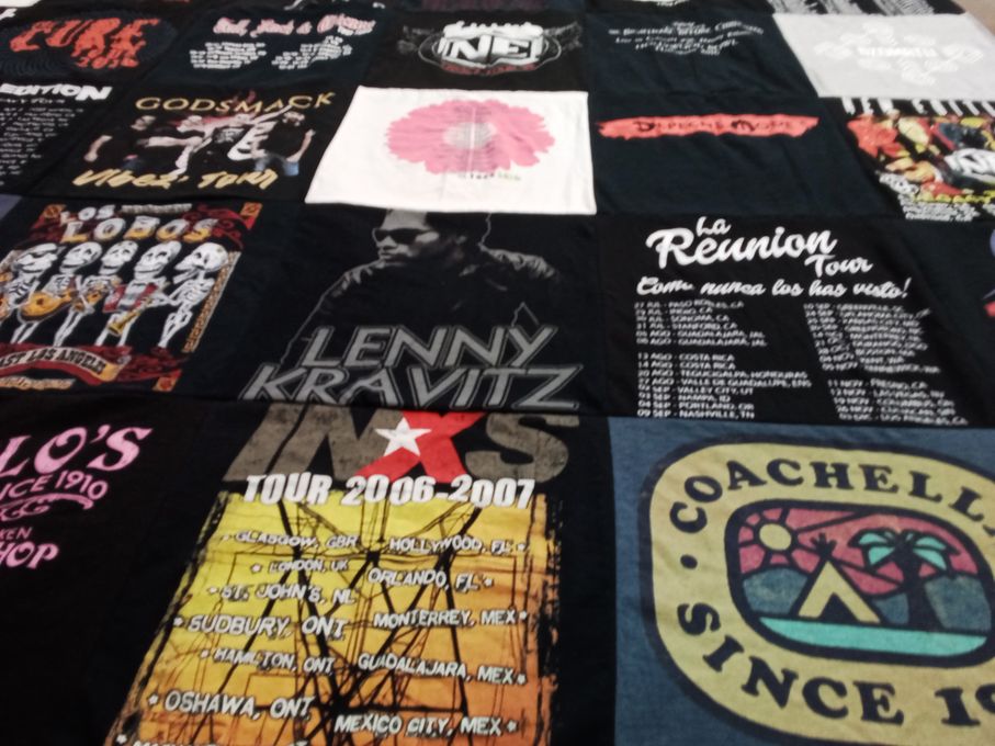 T-shirt quilt with music, tours themes by Maryann from CA
