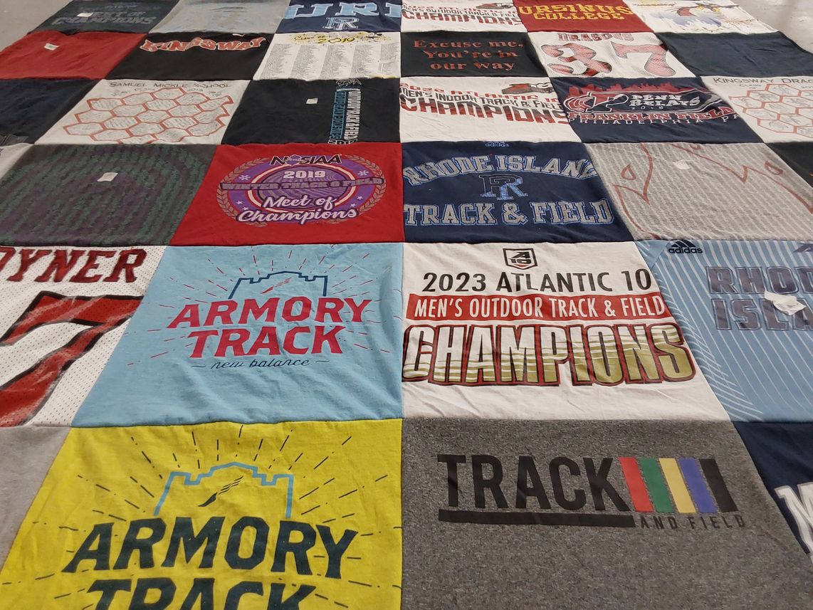 T-shirt quilt featuring armory track, kingsway dragons by Ch from NJ