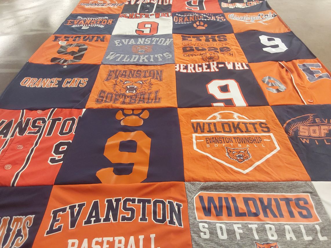 T-shirt quilt featuring evanston wildkits by Juliet from IL