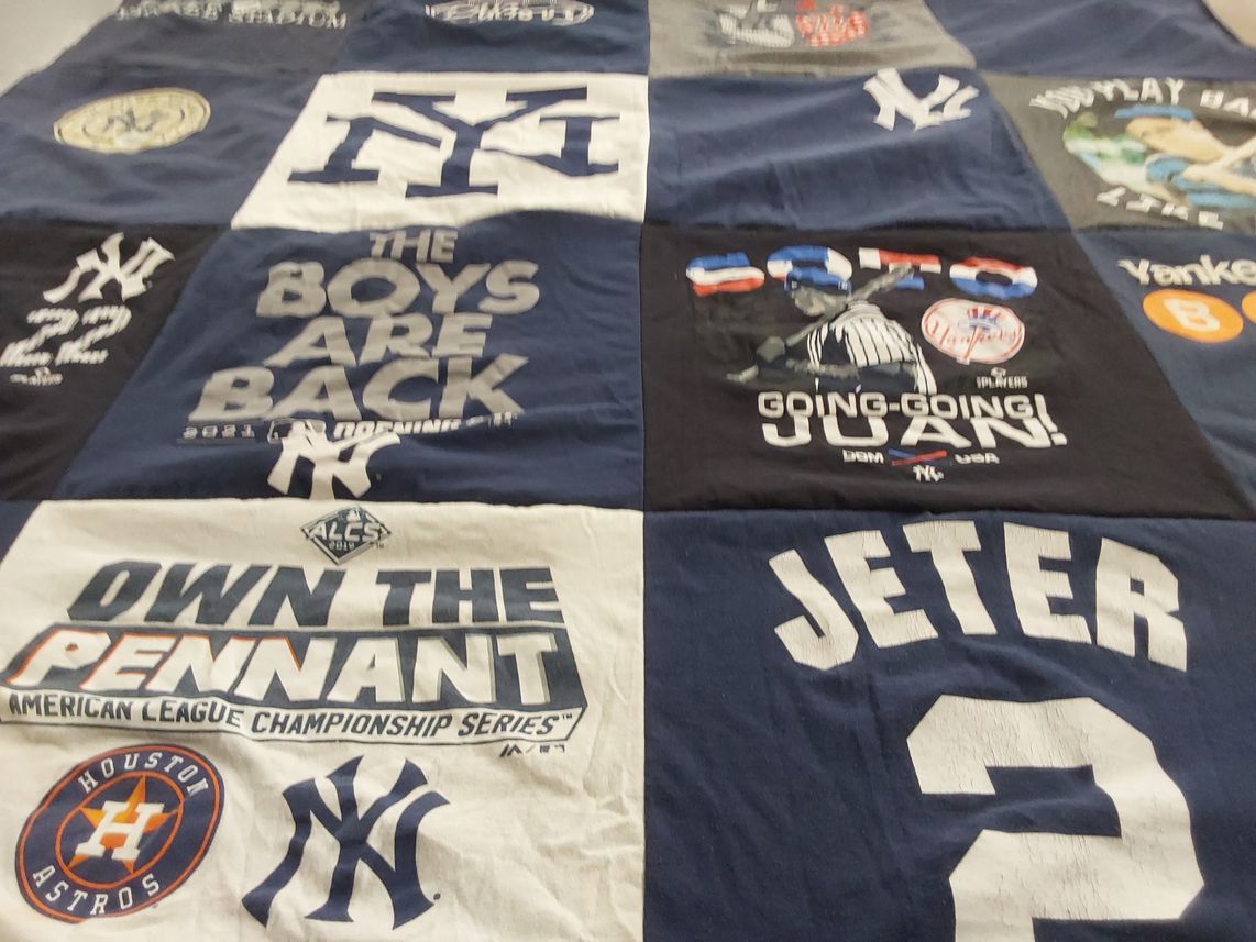 T-shirt quilt featuring new york yankees by Zane from GA