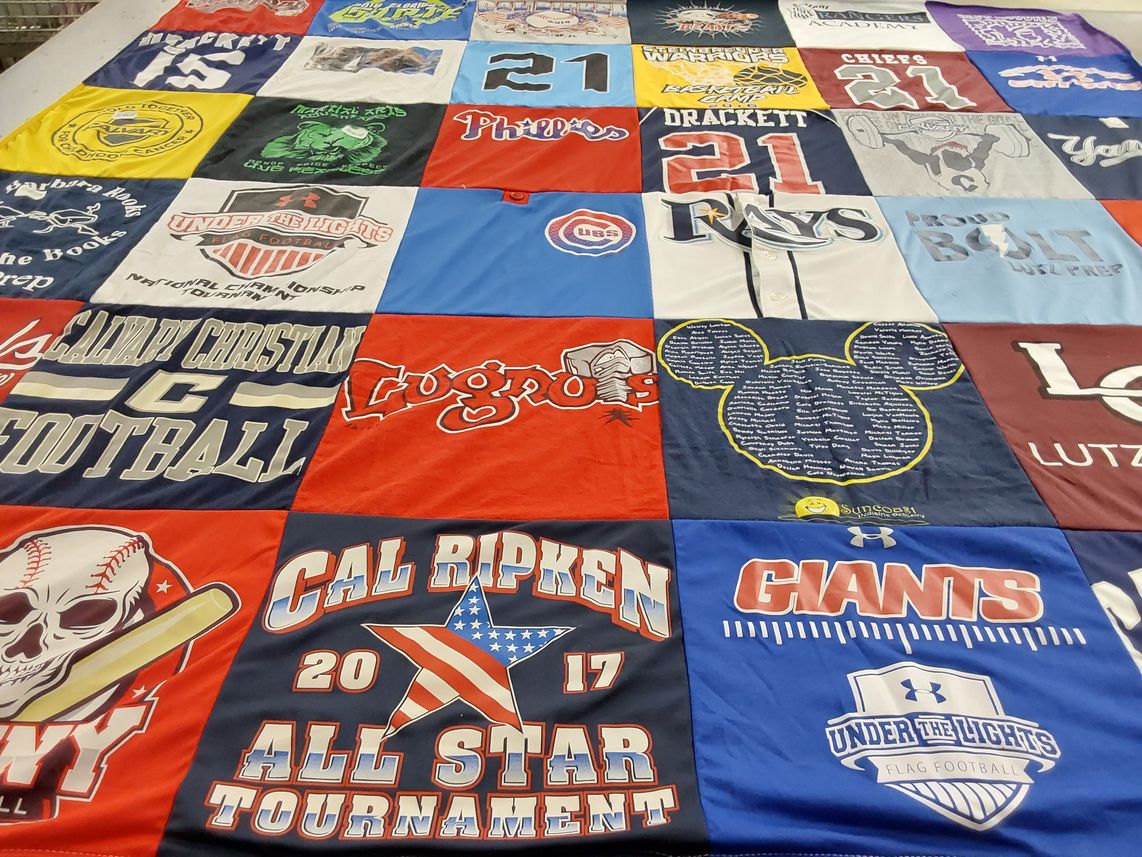 T-shirt quilt featuring new york giants, tampa bay rays by Donna from FL