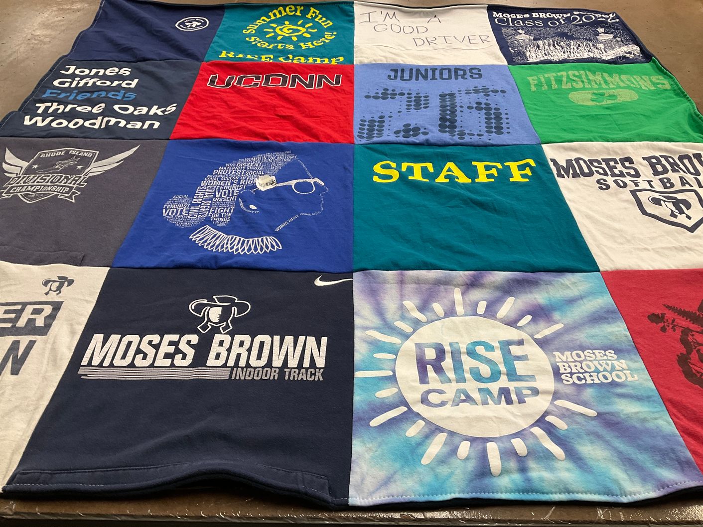 T-shirt quilt featuring moses brown indoor track, moses brown softball by Kelly from MA