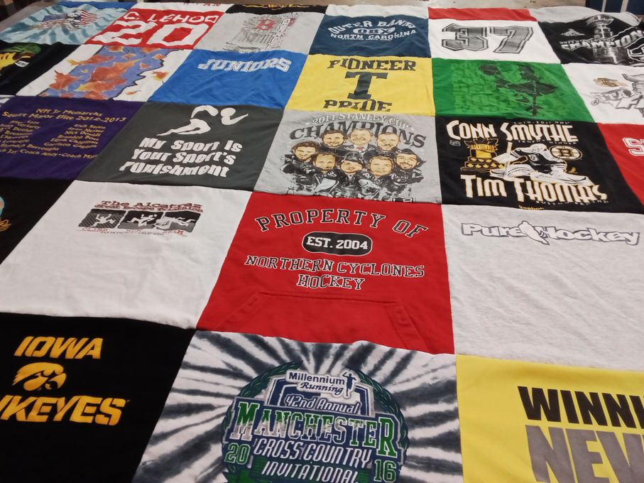 T-shirt quilt featuring northern cyclones hockey by Julia from NH