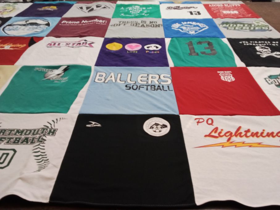 T-shirt quilt featuring pq lightning by Laura from CA