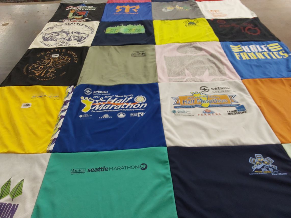 T-shirt quilt with running, marathons themes by Shaun from WA