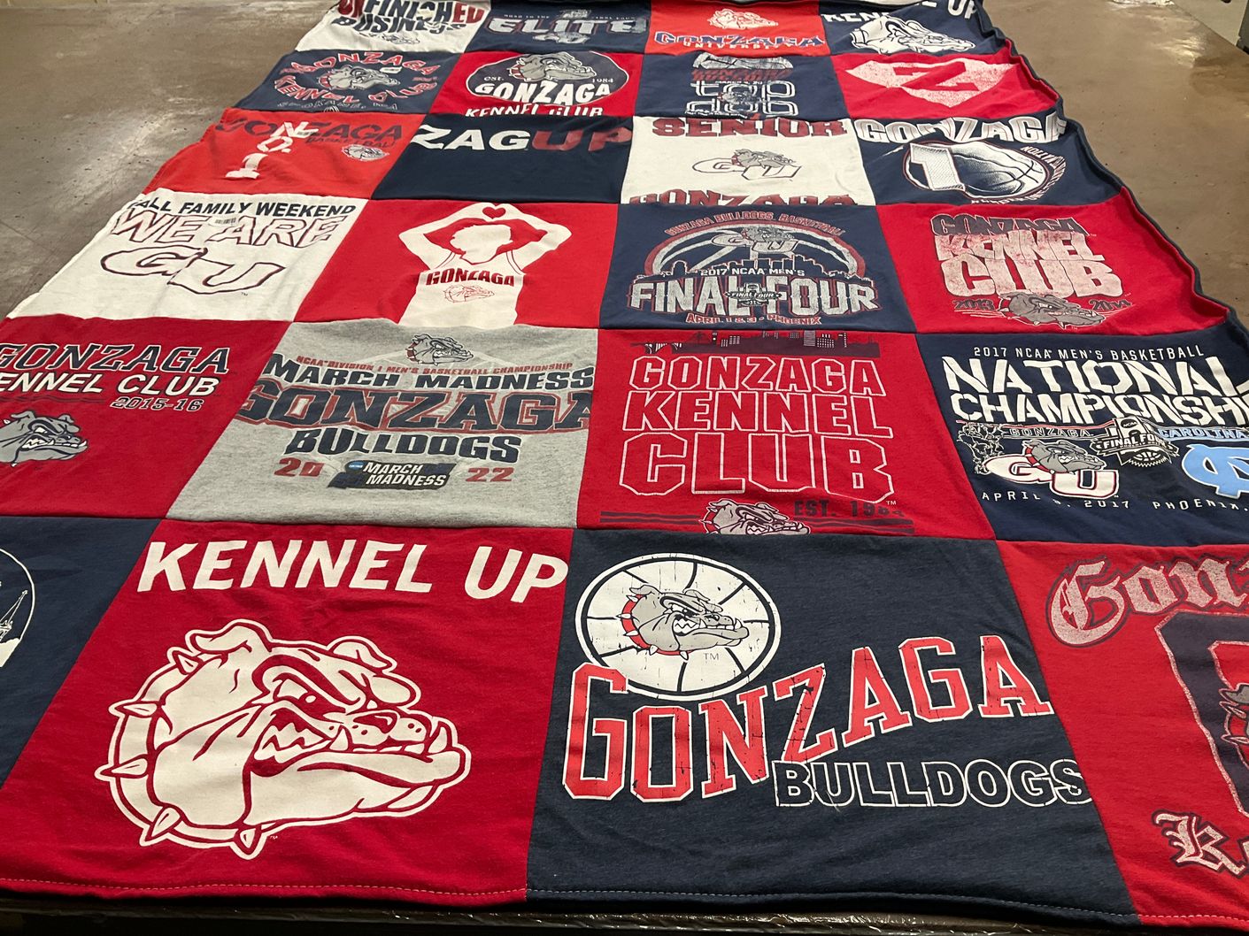 T-shirt quilt featuring gonzaga bulldogs by Karen from OR
