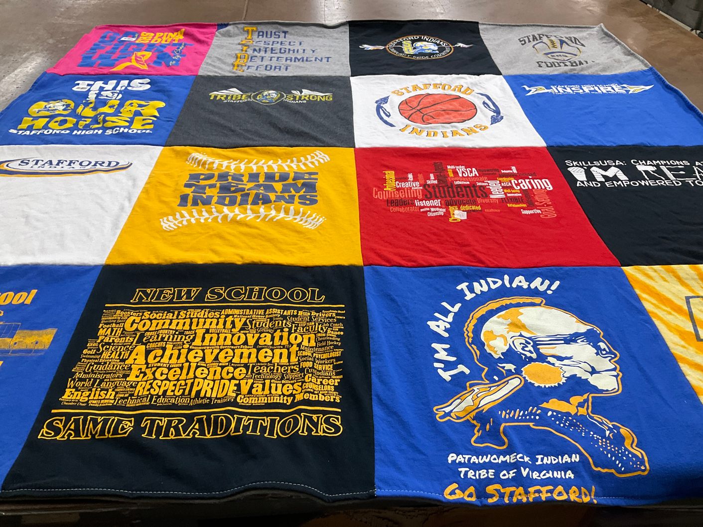 T-shirt quilt featuring stafford indians by Lauren from VA