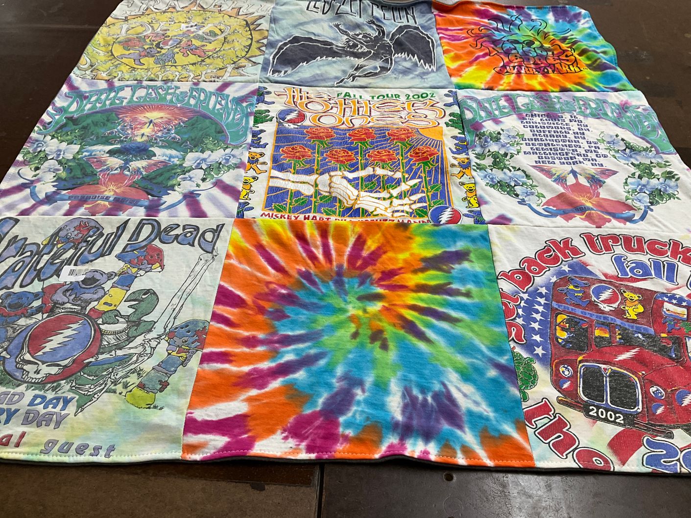 T-shirt quilt with music, concerts themes by Mary from NY
