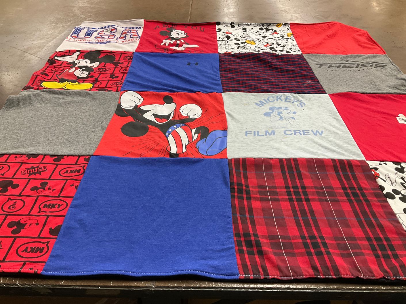 T-shirt quilt with disney, cartoons themes by Rachel from OH