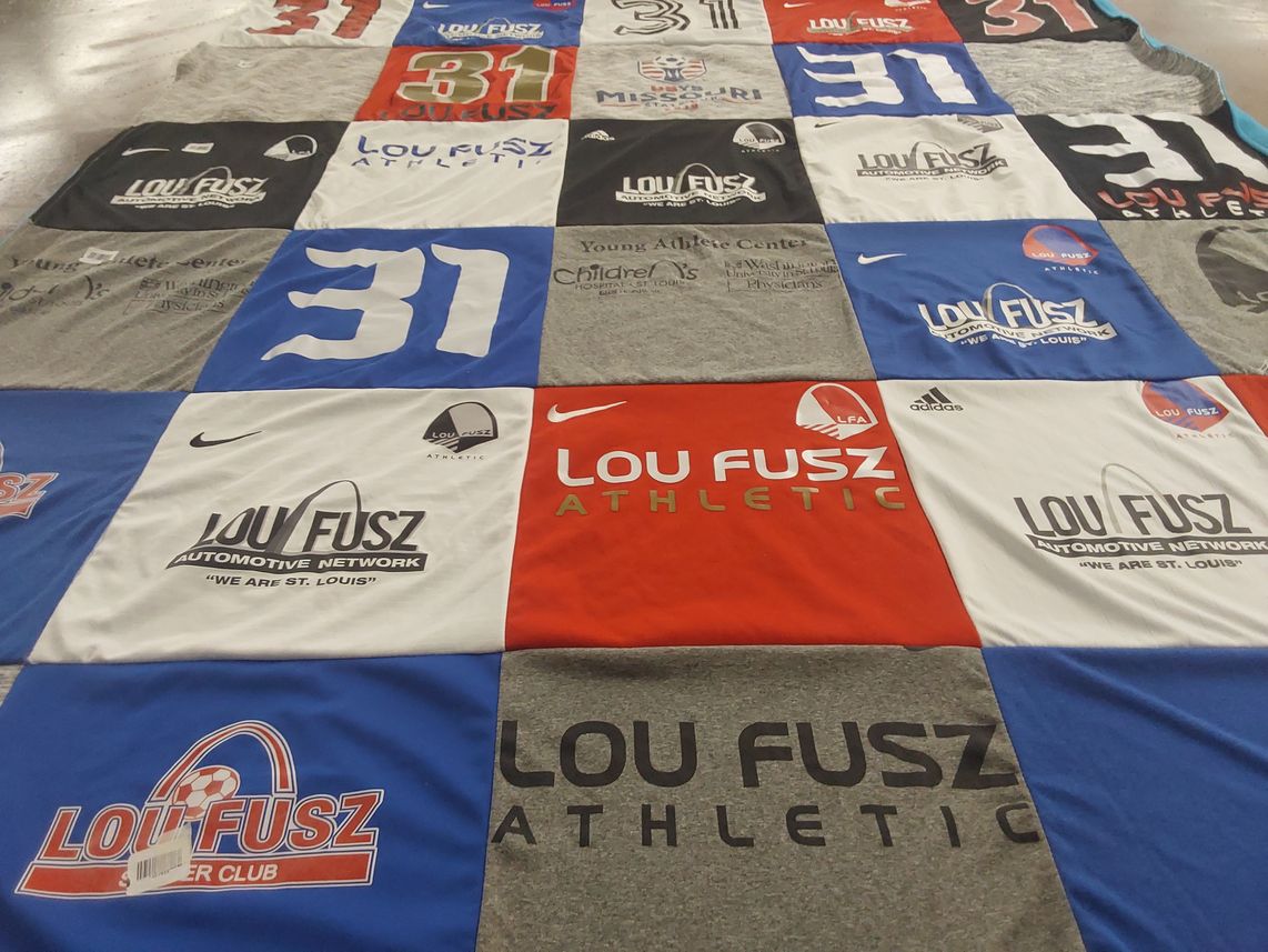 T-shirt quilt featuring lou fusz soccer club by Jean from MO