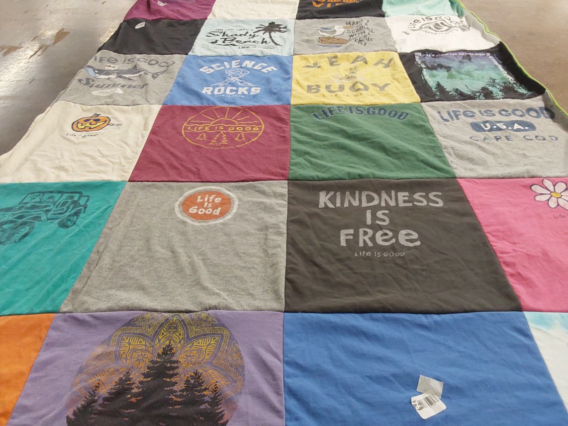 T-shirt quilt with outdoor, beach themes by Kara from MA