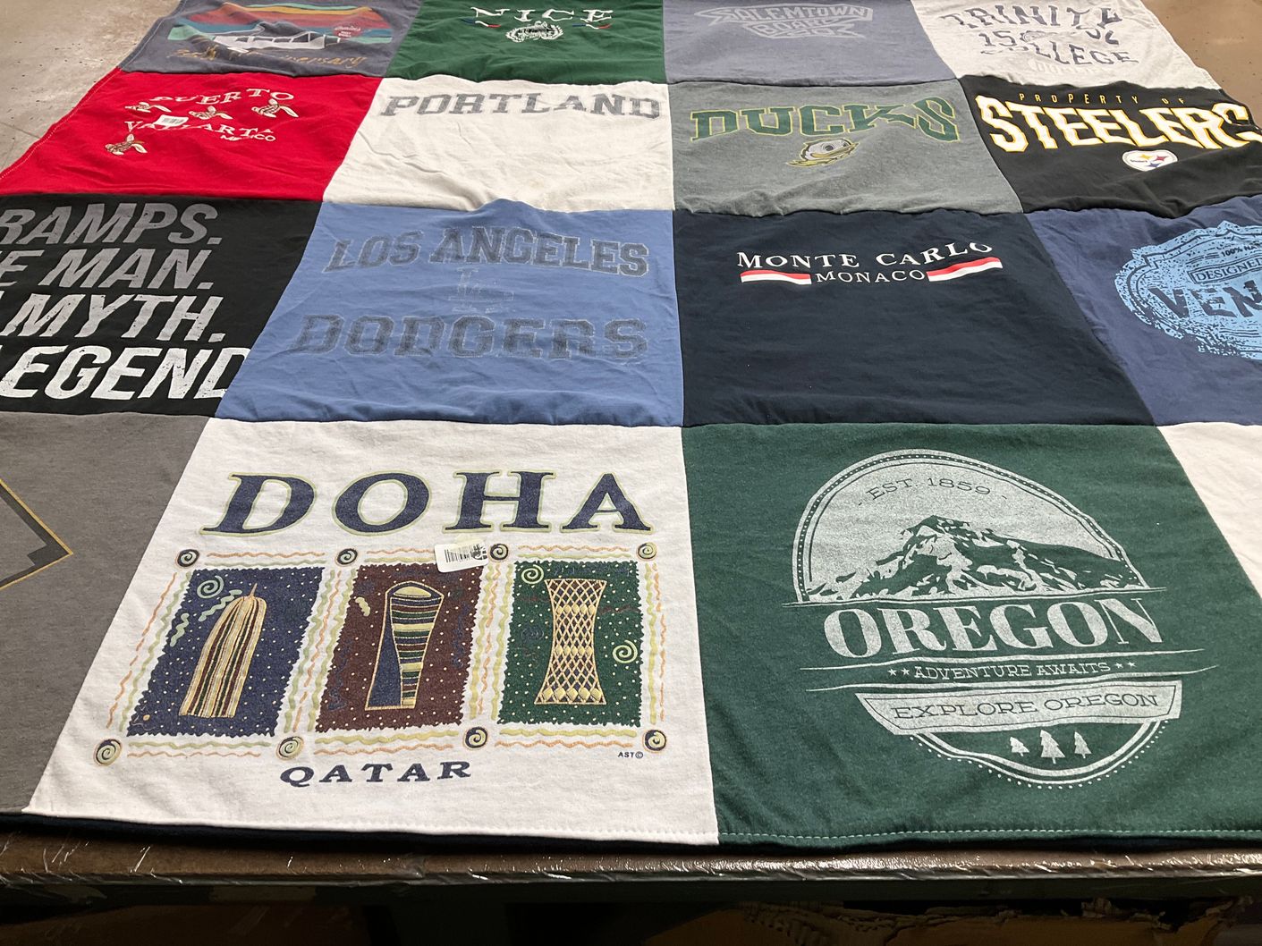 T-shirt quilt featuring portland ducks, los angeles dodgers by Kristine from PA